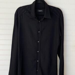 Exte Mens Black Long Sleeve Button Down Collared Shirt Size XL